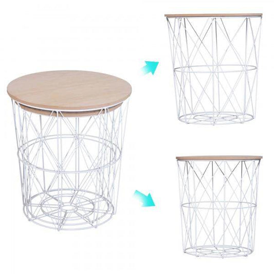 2er Set Couchtisch Nachttisch MDF + Metall natur + weiss - Palo24