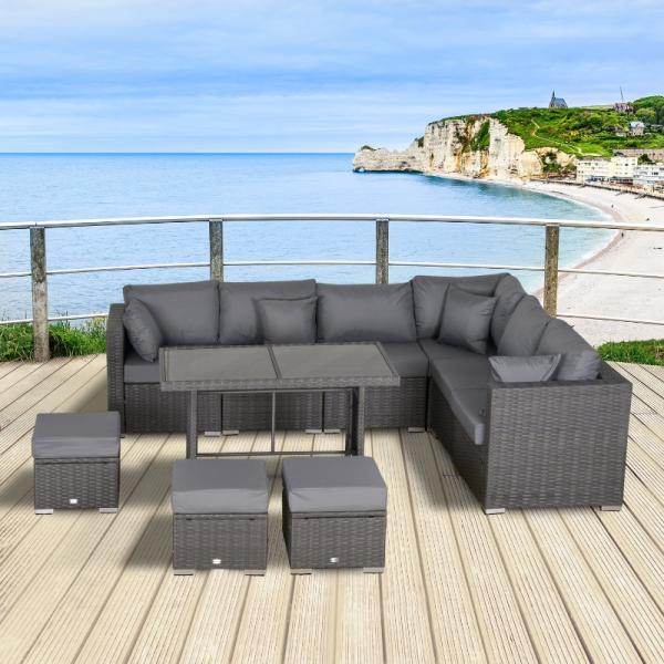 Polyrattan Sitzgarnitur 10 tlg. Sitzgruppe Gartenset Sofagarnitur - Palo24
