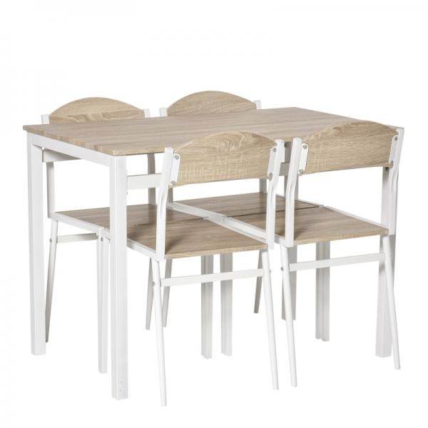 5-teilige Essgruppe Grau + Weiss mit 1 Tisch + 4 Stühlen - Palo24