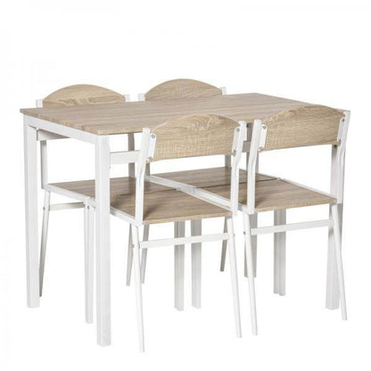 5-teilige Essgruppe Grau + Weiss mit 1 Tisch + 4 Stühlen - Palo24