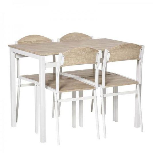 5-teilige Essgruppe Grau + Weiss mit 1 Tisch + 4 Stühlen - Palo24