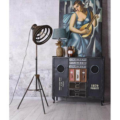STEHLAMPE MID-CENTURY FABRIK LEUCHTE STANDLEUCHTE RETRO LAMPE METALL - Palo24