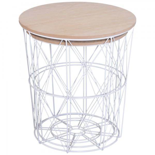 2er Set Couchtisch Nachttisch MDF + Metall natur + weiss - Palo24