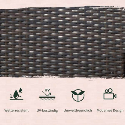 Polyrattan Gartenbank Gartensofa mit Tisch 2-Sitzer Stahl Braun - Palo24
