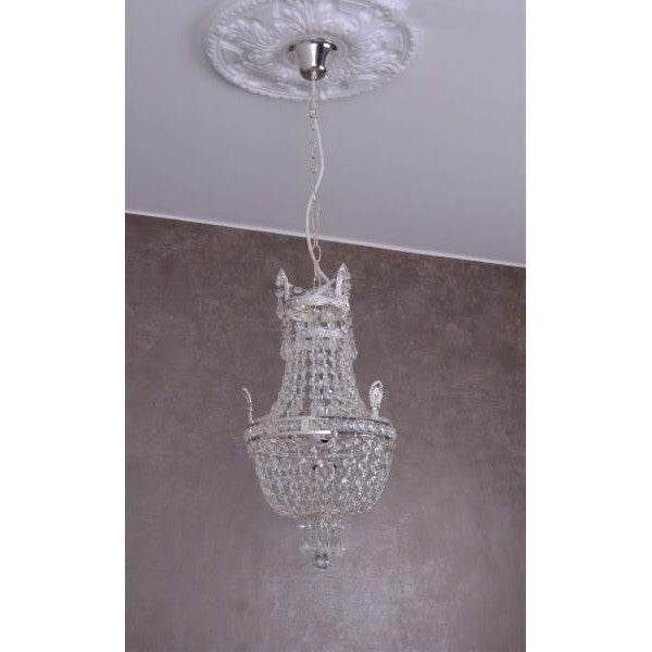VINTAGE KORBLÜSTER DECKENLAMPE KRONLEUCHTER KRISTALL LÜSTER SHABBY - Palo24