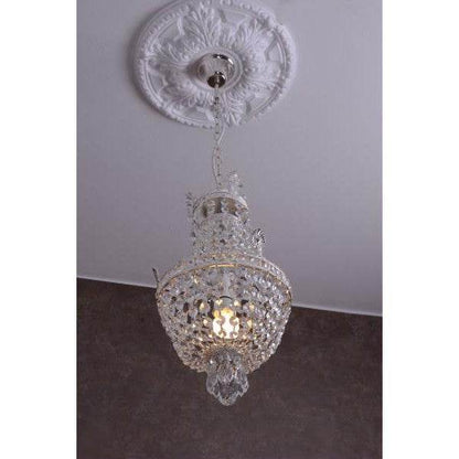 VINTAGE KORBLÜSTER DECKENLAMPE KRONLEUCHTER KRISTALL LÜSTER SHABBY - Palo24