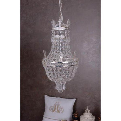 VINTAGE KORBLÜSTER DECKENLAMPE KRONLEUCHTER KRISTALL LÜSTER SHABBY - Palo24
