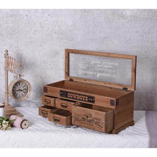 HOLZKASTEN VINTAGE NÄHKASTEN NÄHBOX SCHAUKASTEN VITRINENKASTEN - Palo24
