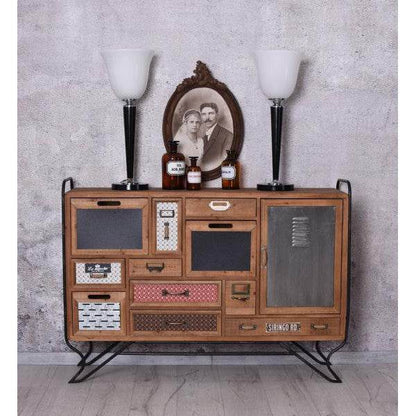 LOFT ANRICHTE VINTAGE SIDEBOARD SCHUBLADENSCHRANK METALL HOLZKOMMODE - Palo24