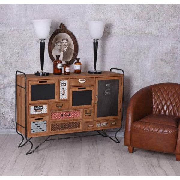 LOFT ANRICHTE VINTAGE SIDEBOARD SCHUBLADENSCHRANK METALL HOLZKOMMODE - Palo24