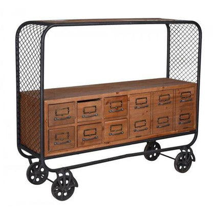 SIDEBOARD AUF RÄDERN FABRIK MÖBEL ANRICHTE LOFT REGAL SERVIERWAGEN RETRO - Palo24