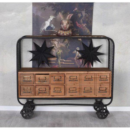 SIDEBOARD AUF RÄDERN FABRIK MÖBEL ANRICHTE LOFT REGAL SERVIERWAGEN RETRO - Palo24