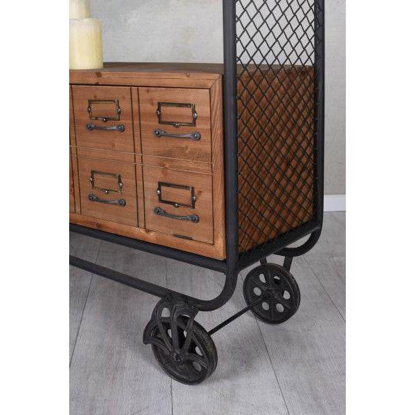SIDEBOARD AUF RÄDERN FABRIK MÖBEL ANRICHTE LOFT REGAL SERVIERWAGEN RETRO - Palo24