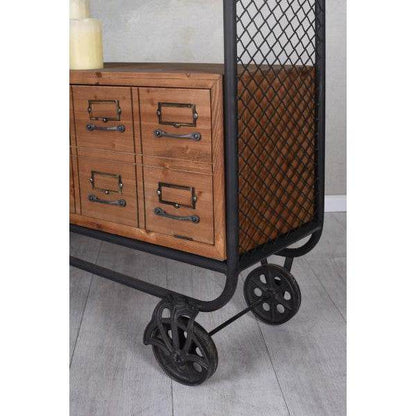 SIDEBOARD AUF RÄDERN FABRIK MÖBEL ANRICHTE LOFT REGAL SERVIERWAGEN RETRO - Palo24