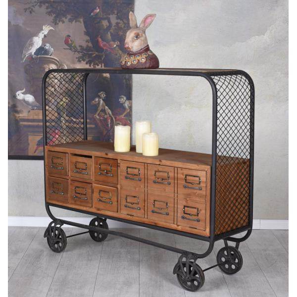 SIDEBOARD AUF RÄDERN FABRIK MÖBEL ANRICHTE LOFT REGAL SERVIERWAGEN RETRO - Palo24