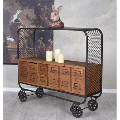 SIDEBOARD AUF RÄDERN FABRIK MÖBEL ANRICHTE LOFT REGAL SERVIERWAGEN RETRO - Palo24