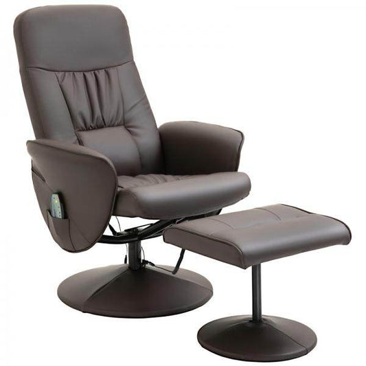 Relaxsessel mit Fusshocker Stauraum Liegefunktion 10 Vibrationpunkte Braun - Palo24