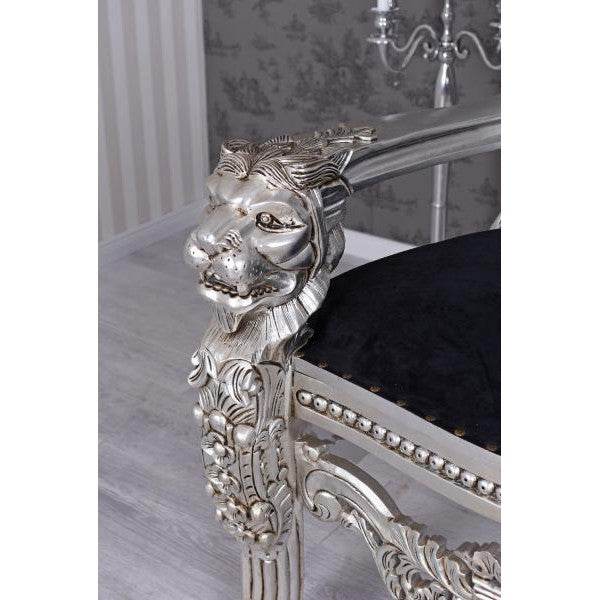 LÖWENTHRON SCHLOSS DRACULA SESSEL SILBER SCHWARZ THRON XXL KINGCHAIR - Palo24