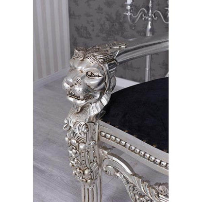 LÖWENTHRON SCHLOSS DRACULA SESSEL SILBER SCHWARZ THRON XXL KINGCHAIR - Palo24