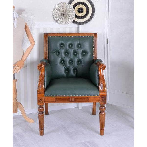 LIBRARY CHAIR LEDERSESSEL MAHAGONI CHESTERFIELD BIBLIOTHEKSESSEL - Palo24
