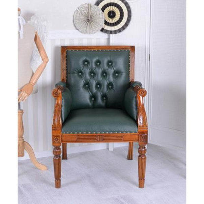 LIBRARY CHAIR LEDERSESSEL MAHAGONI CHESTERFIELD BIBLIOTHEKSESSEL - Palo24