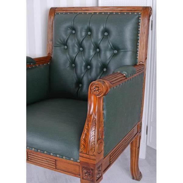 LIBRARY CHAIR LEDERSESSEL MAHAGONI CHESTERFIELD BIBLIOTHEKSESSEL - Palo24