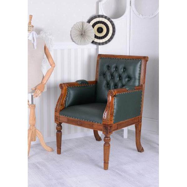 LIBRARY CHAIR LEDERSESSEL MAHAGONI CHESTERFIELD BIBLIOTHEKSESSEL - Palo24