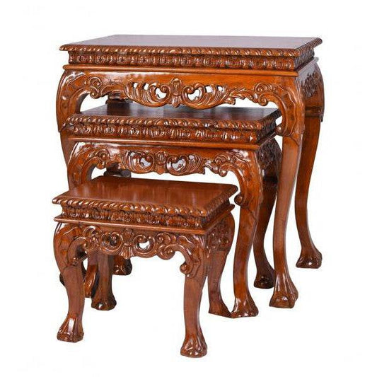 3X SATZTISCH MASSIVHOLZ TISCH COUCHTISCH ANTIK SOFATISCH - Palo24
