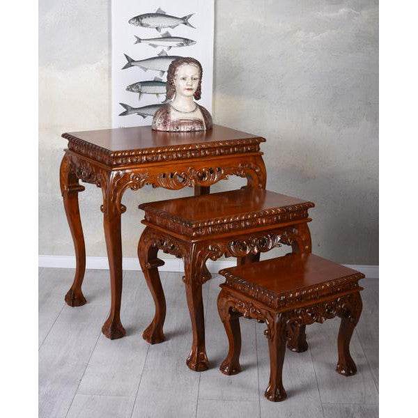 3X SATZTISCH MASSIVHOLZ TISCH COUCHTISCH ANTIK SOFATISCH - Palo24