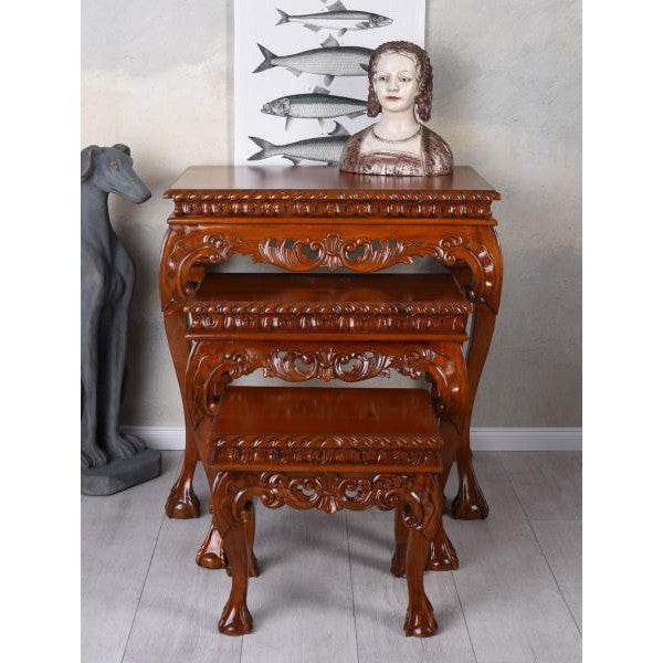 3X SATZTISCH MASSIVHOLZ TISCH COUCHTISCH ANTIK SOFATISCH - Palo24