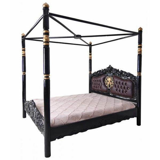 Steampunk Mahagoni Krake Massivholz Himmelbett 180x200cm - Palo24