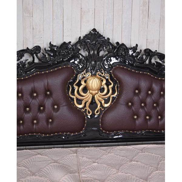 Steampunk Mahagoni Krake Massivholz Himmelbett 180x200cm - Palo24