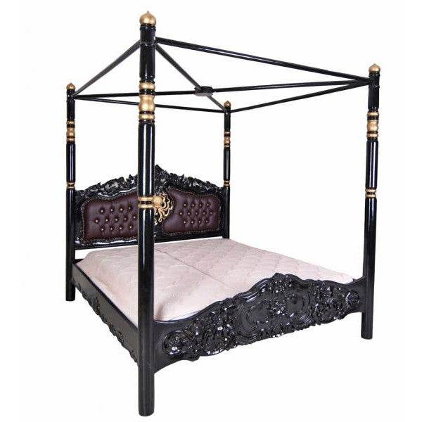 Steampunk Mahagoni Krake Massivholz Himmelbett 180x200cm - Palo24
