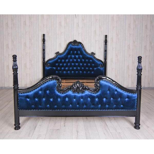 XXL Säulenbett Barock Doppelbett 180x200cm Schwarz - Palo24