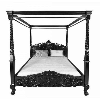 Ehebett Mahagoni Himmelbett Schwarz Doppelbett 180x200cm - Palo24