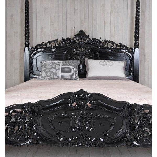 Ehebett Mahagoni Himmelbett Schwarz Doppelbett 180x200cm - Palo24