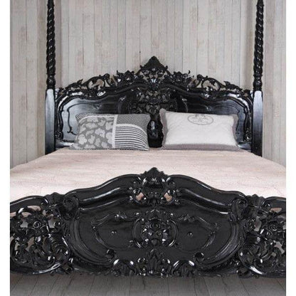 Ehebett Mahagoni Himmelbett Schwarz Doppelbett 180x200cm - Palo24