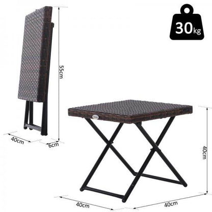 Gartentisch Beistelltisch klappbar Polyrattan + Metall Braun 40 x 40 x 40 cm - Palo24