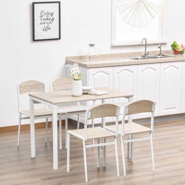 5-teilige Essgruppe Grau + Weiss mit 1 Tisch + 4 Stühlen - Palo24