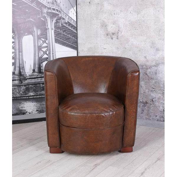 VINTAGE CUBUS CLUBSESSEL ART DECO ARMLEHNSESSEL ECHTLEDER - Palo24