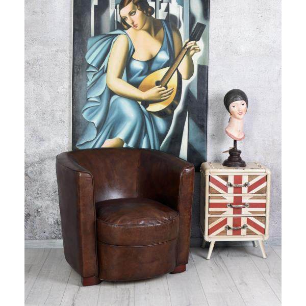 VINTAGE CUBUS CLUBSESSEL ART DECO ARMLEHNSESSEL ECHTLEDER - Palo24
