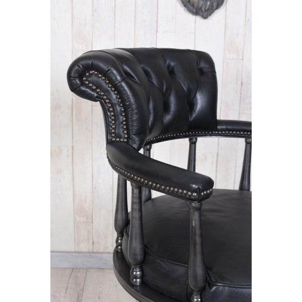 RETRO LEDER SCHWARZ ARMLEHNSTUHL BÜROSTUHL DREHSTUHL VINTAGE BÜROSESSEL - Palo24