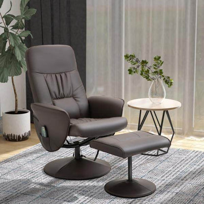 Relaxsessel mit Fusshocker Stauraum Liegefunktion 10 Vibrationpunkte Braun - Palo24