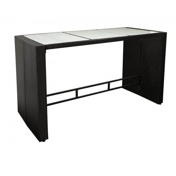 Barset DAVOS 13-teilig, 1x Tisch, 6x Hocker mit Polster, Geflecht schwarz - Palo24