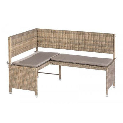 Eckbank Set BREGENZ 2-teilig, Stahl + Polyrattan grau-beige, mit Polster - Palo24