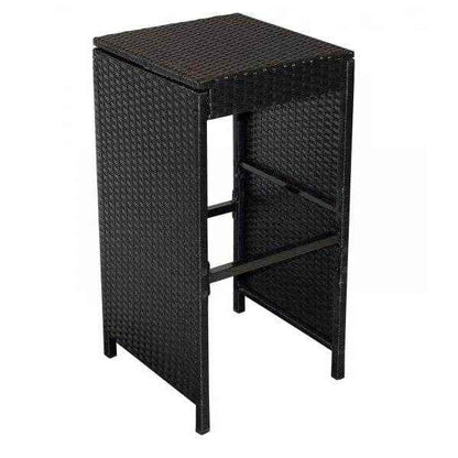Barset DAVOS 13-teilig, 1x Tisch, 6x Hocker mit Polster, Geflecht schwarz