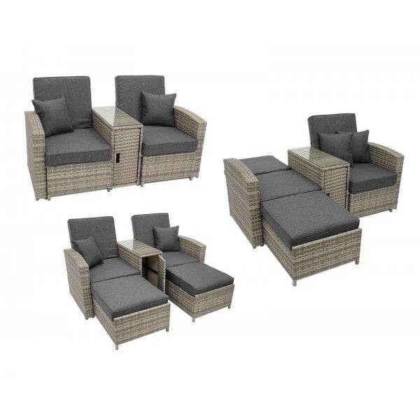 Funktions - Doppelliege MATERA, Alu + Polyrattan grau-bicolor - Palo24