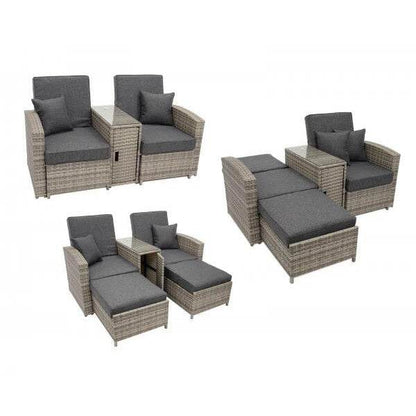 Funktions - Doppelliege MATERA, Alu + Polyrattan grau-bicolor - Palo24