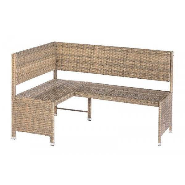 Eckbank Set BREGENZ 2-teilig, Stahl + Polyrattan grau-beige, mit Polster - Palo24