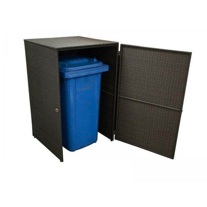 Mülltonnenbox 66x64x109cm für Tonnen bis 120 Liter, Stahl + Polyrattan mocca - Palo24